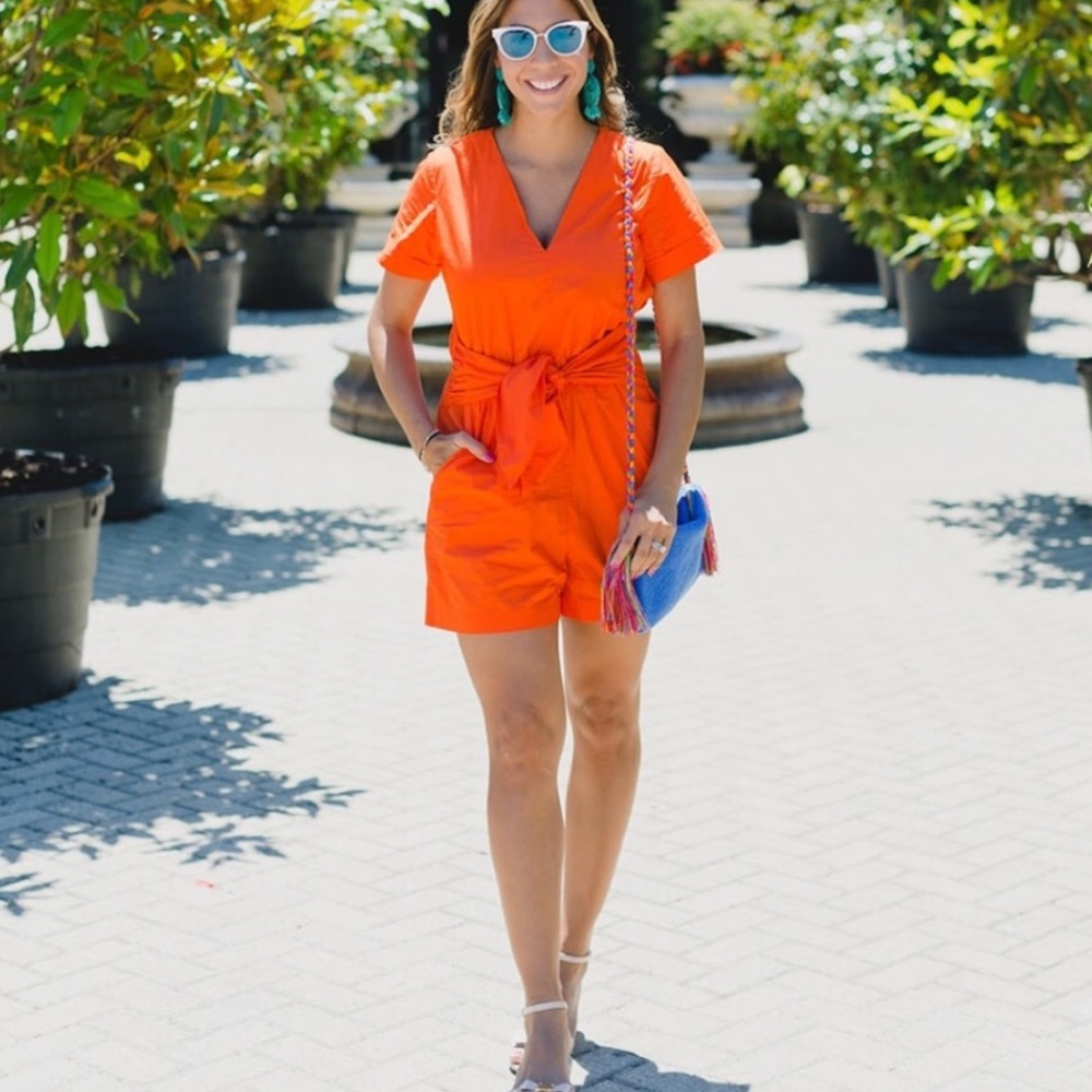 NWT J. Crew cotton tie front utility romper